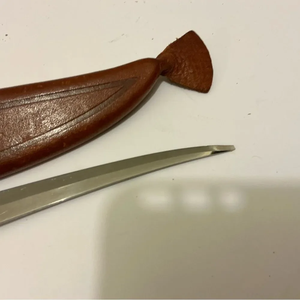 Vintage  NORMARK FISKARS FINLAND Fillet Boning Knife & Leather Sheath